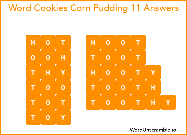 Word Cookies Corn Pudding 11 Answers