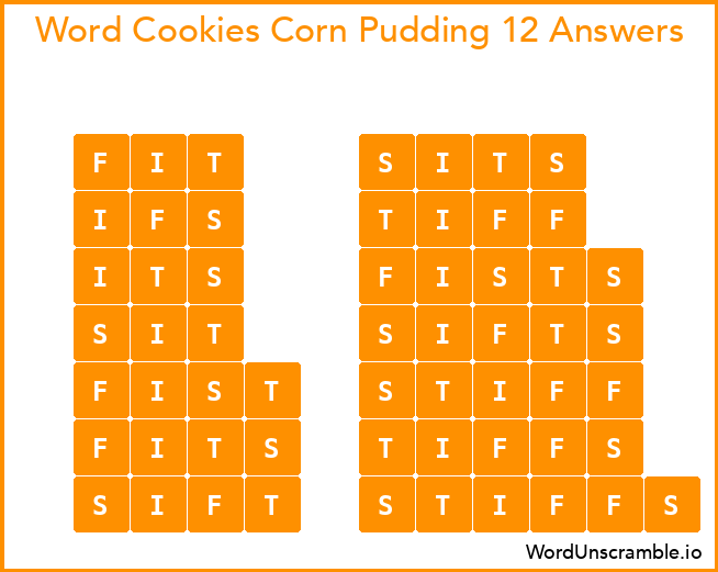 Word Cookies Corn Pudding 12 Answers