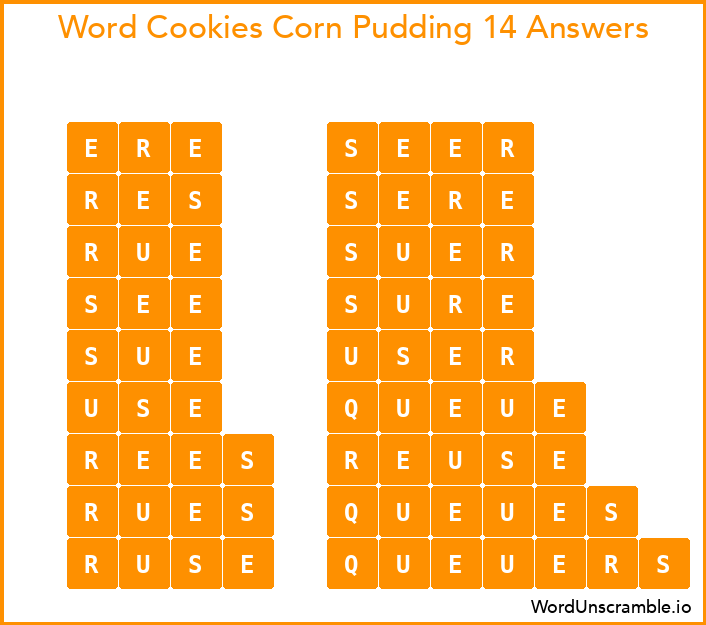 Word Cookies Corn Pudding 14 Answers