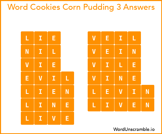 Word Cookies Corn Pudding 3 Answers