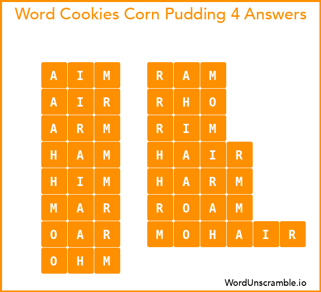 Word Cookies Corn Pudding 4 Answers