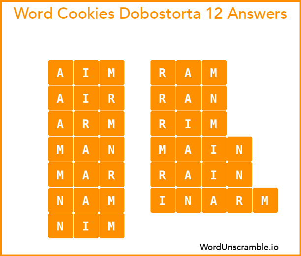 Word Cookies Dobostorta 12 Answers