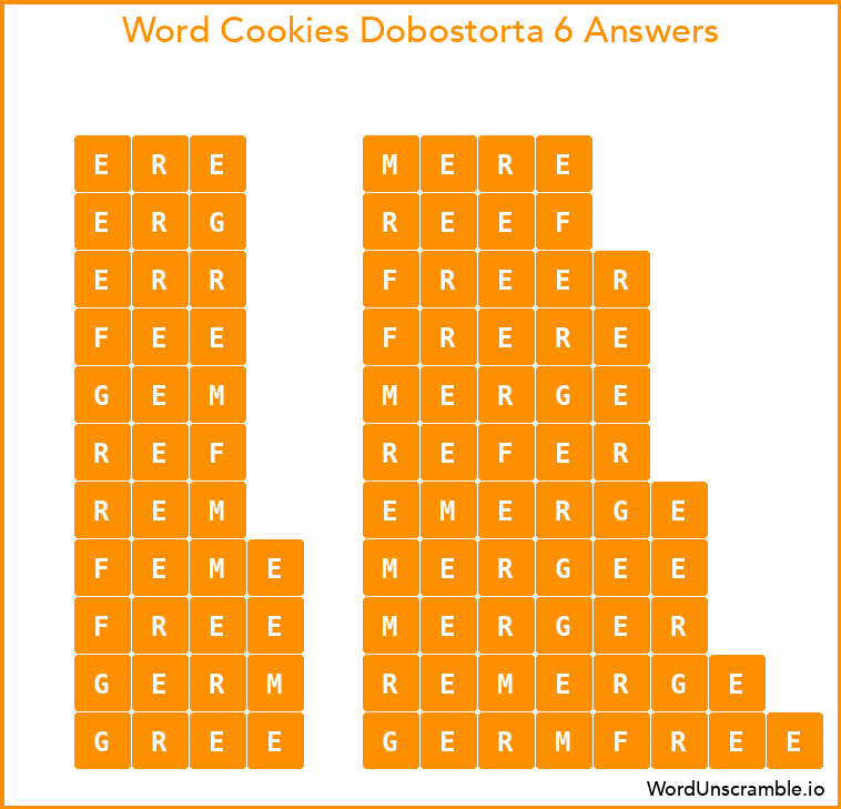 Word Cookies Dobostorta 6 Answers