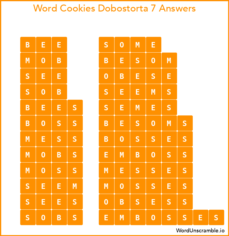 Word Cookies Dobostorta 7 Answers