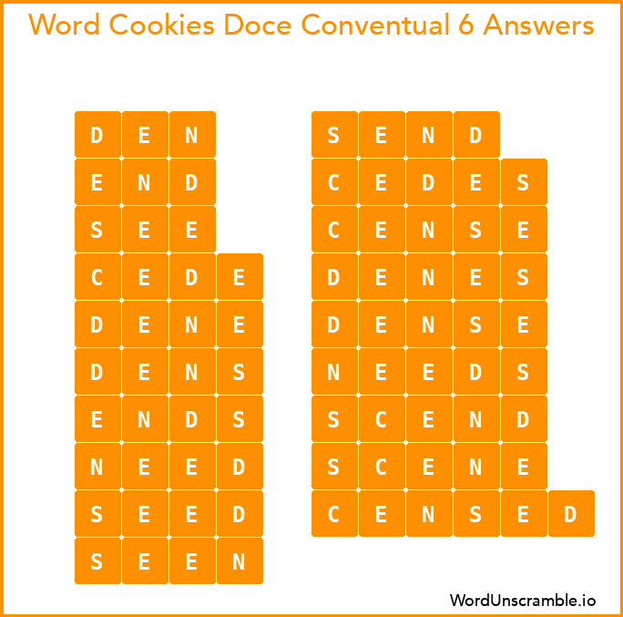 Word Cookies Doce Conventual 6 Answers