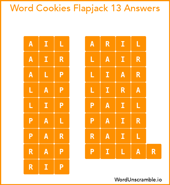 Word Cookies Flapjack 13 Answers