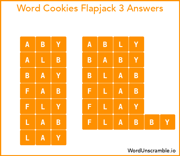 Word Cookies Flapjack 3 Answers