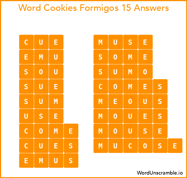 Word Cookies Formigos 15 Answers