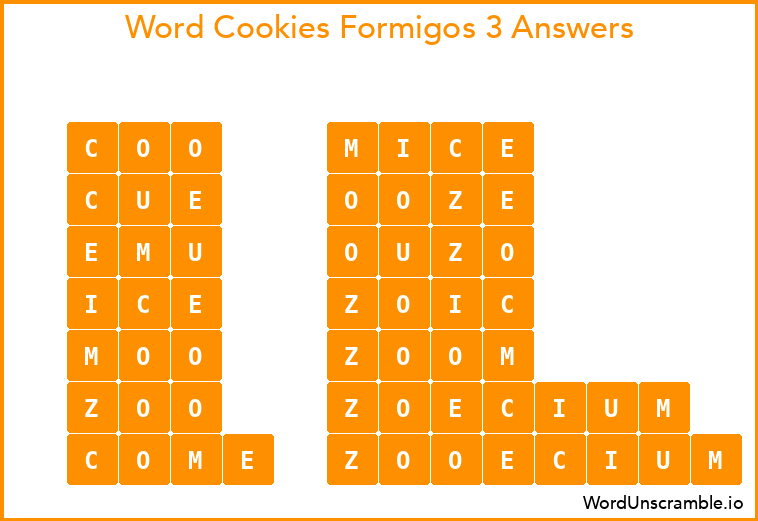 Word Cookies Formigos 3 Answers