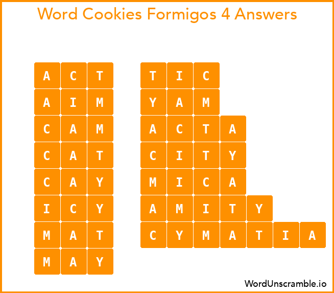 Word Cookies Formigos 4 Answers