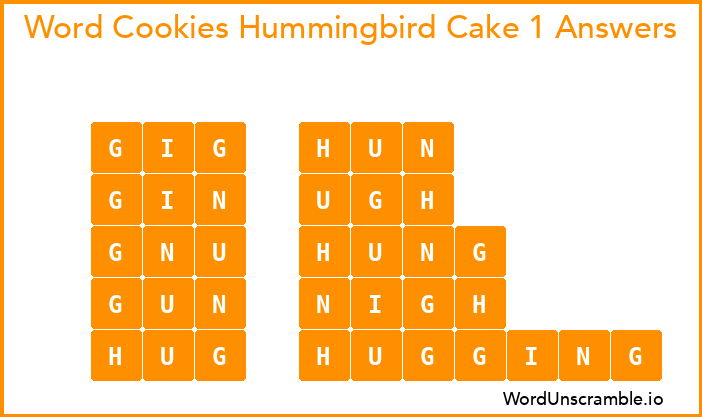 Word Cookies Hummingbird Cake 1 Answers