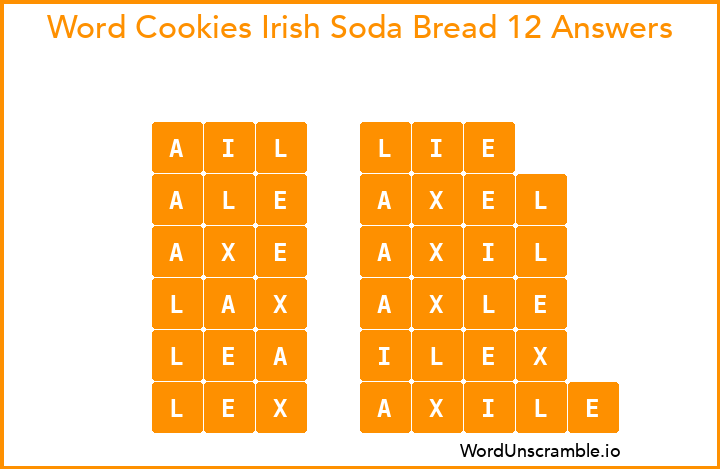 Word Cookies Irish Soda Bread 12 Answers
