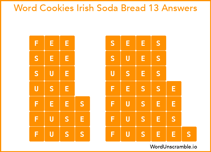 Word Cookies Irish Soda Bread 13 Answers