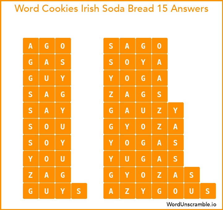 Word Cookies Irish Soda Bread 15 Answers