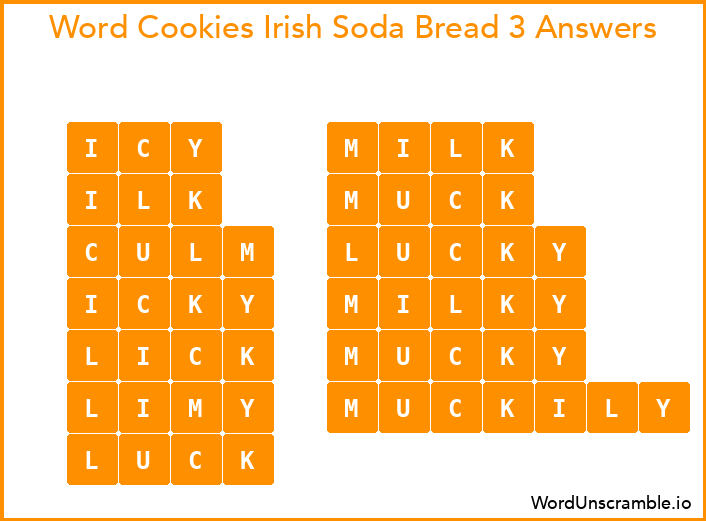 Word Cookies Irish Soda Bread 3 Answers