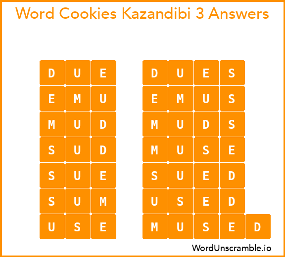 Word Cookies Kazandibi 3 Answers