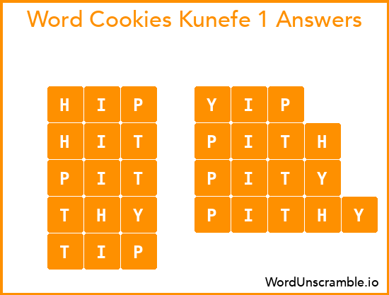 Word Cookies Kunefe 1 Answers