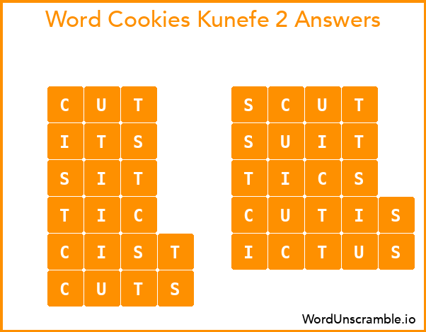 Word Cookies Kunefe 2 Answers