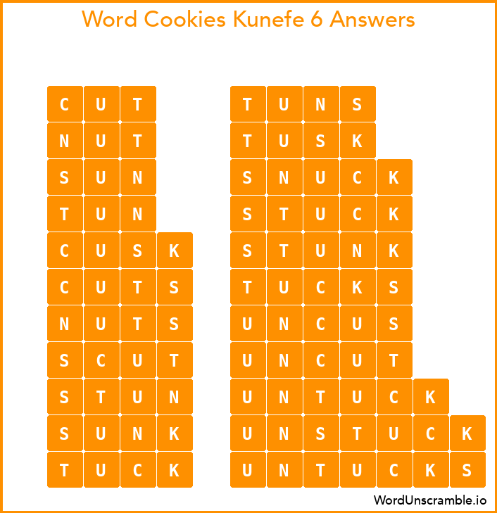 Word Cookies Kunefe 6 Answers