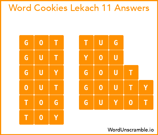 Word Cookies Lekach 11 Answers