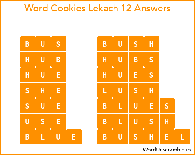 Word Cookies Lekach 12 Answers