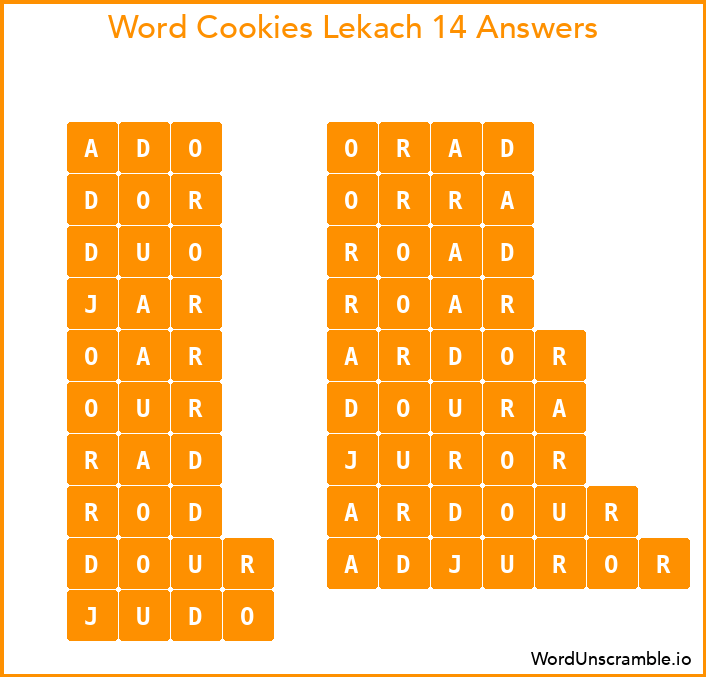 Word Cookies Lekach 14 Answers