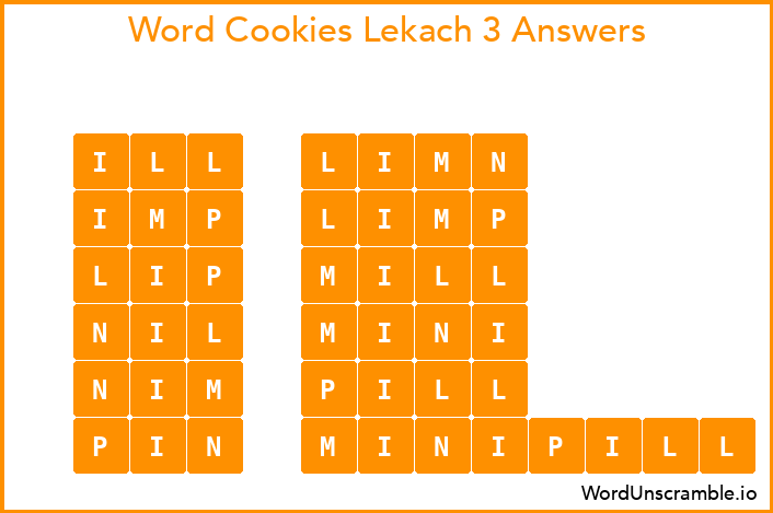 Word Cookies Lekach 3 Answers
