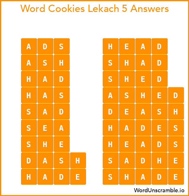 Word Cookies Lekach 5 Answers