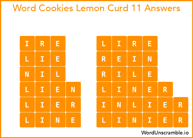 Word Cookies Lemon Curd 11 Answers