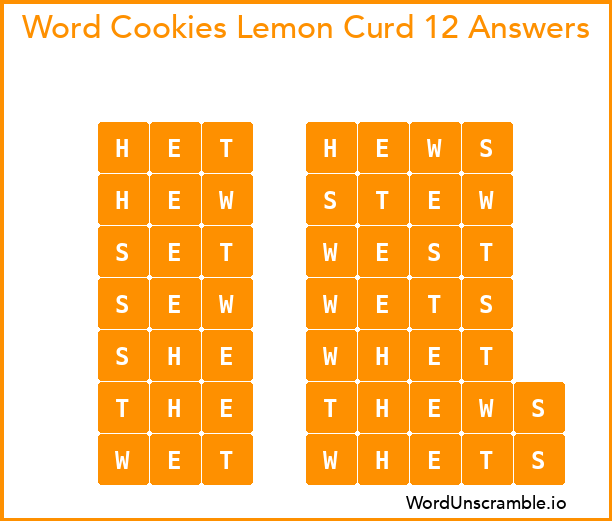 Word Cookies Lemon Curd 12 Answers