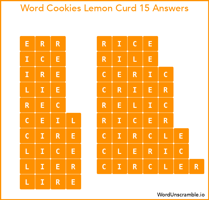 Word Cookies Lemon Curd 15 Answers