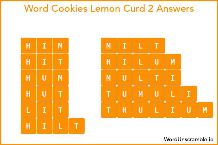 Word Cookies Lemon Curd 2 Answers