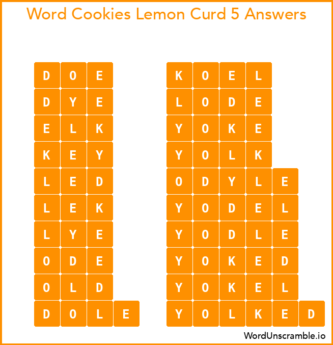 Word Cookies Lemon Curd 5 Answers