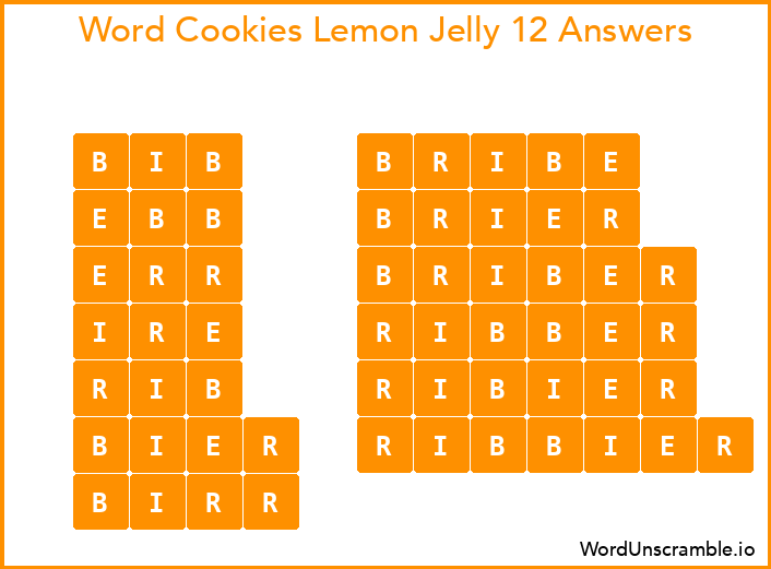 Word Cookies Lemon Jelly 12 Answers