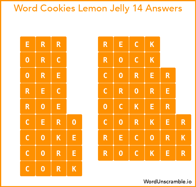 Word Cookies Lemon Jelly 14 Answers