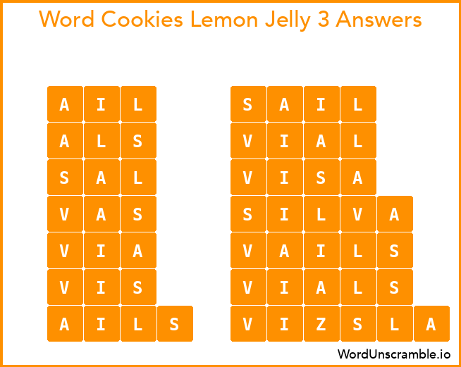 Word Cookies Lemon Jelly 3 Answers