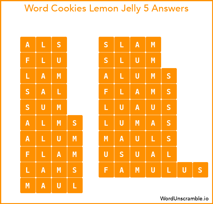 Word Cookies Lemon Jelly 5 Answers