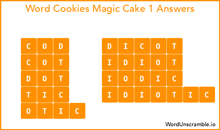 Word Cookies Magic Cake 1 Answers