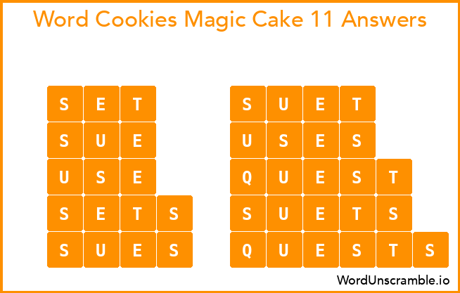 Word Cookies Magic Cake 11 Answers
