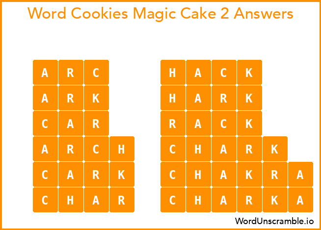 Word Cookies Magic Cake 2 Answers