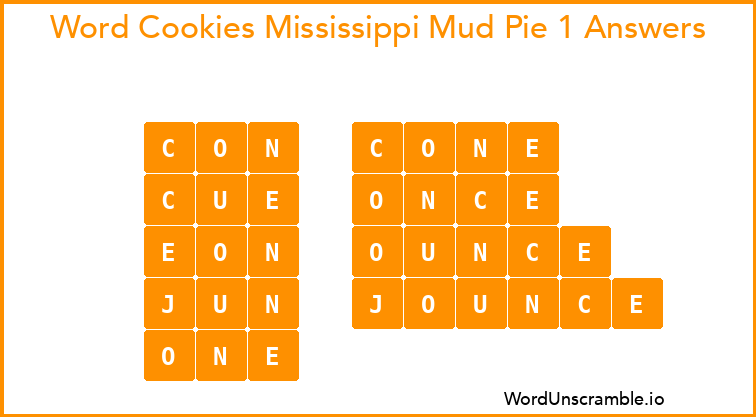Word Cookies Mississippi Mud Pie 1 Answers