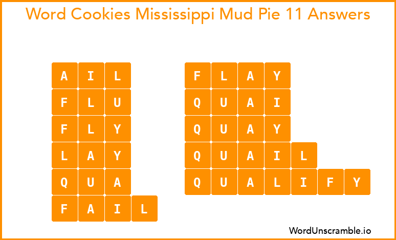 Word Cookies Mississippi Mud Pie 11 Answers