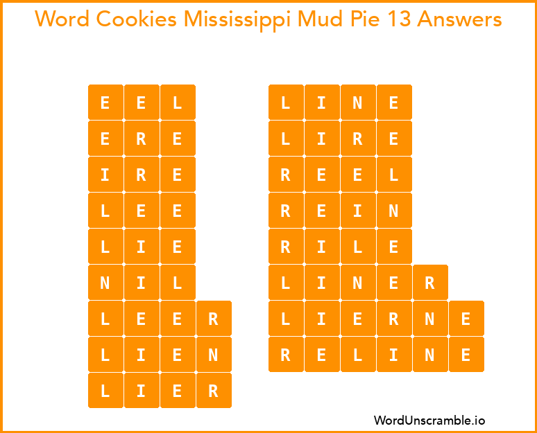 Word Cookies Mississippi Mud Pie 13 Answers