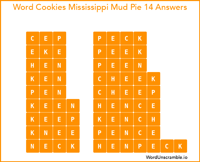 Word Cookies Mississippi Mud Pie 14 Answers