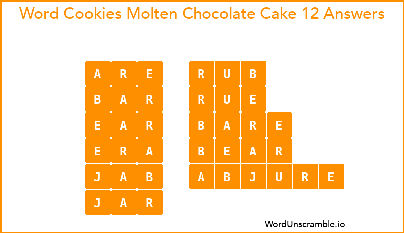 Word Cookies Molten Chocolate Cake 12 Answers