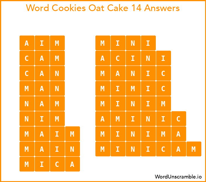 Word Cookies Oat Cake 14 Answers