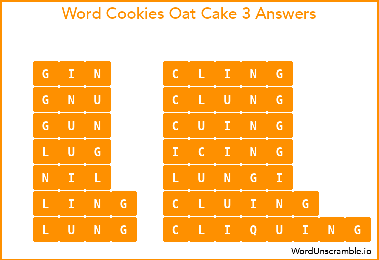 Word Cookies Oat Cake 3 Answers