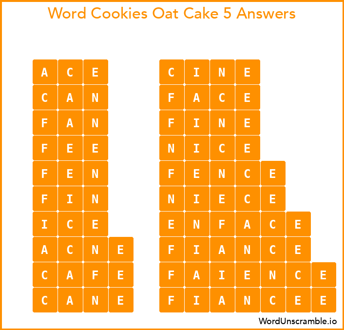 Word Cookies Oat Cake 5 Answers