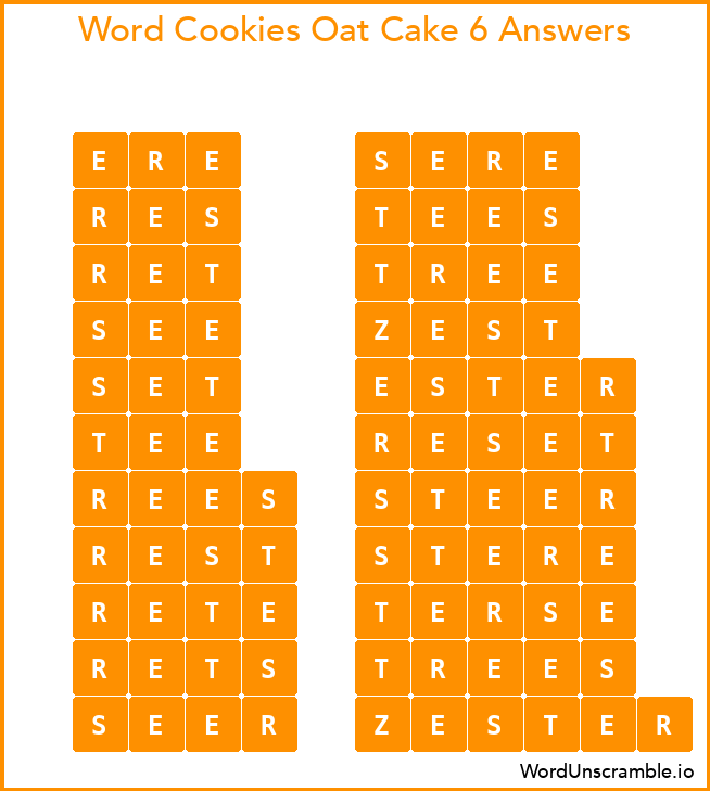 Word Cookies Oat Cake 6 Answers