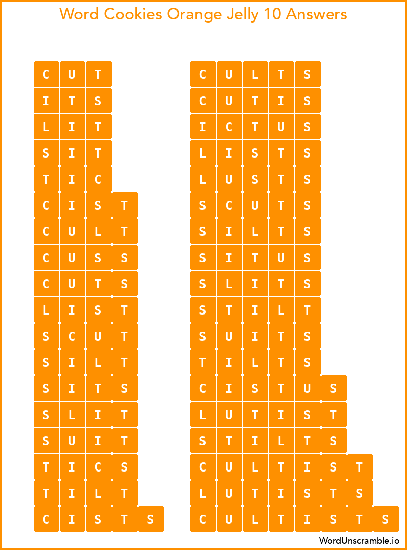 Word Cookies Orange Jelly 10 Answers